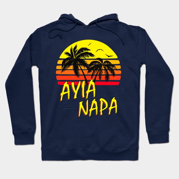 Ayia Napa Cyprus Retro Sunset Hoodie by Nerd_art